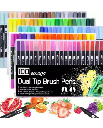 100 Marcadores De Doble Punta Tipo Pincel Colores