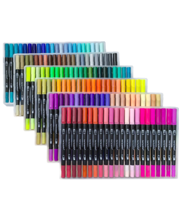132 Marcadores De Doble Punta Tipo Pincel Colores