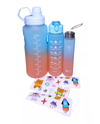 Botella De Agua Motivacional 3 En 1 + Stickers