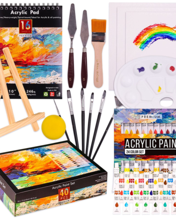 Kit 40pcs Lienzo Pintura Acrilica Bastidor Espatulas Pinceles