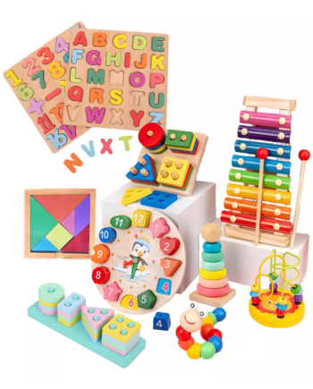 Pack 10 Juguetes Didácticos De Madera Para Niños Montessori