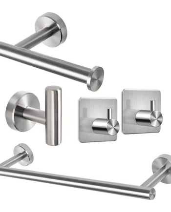 Set De 5 Accesorios De Baño Acero Inoxidable Plata